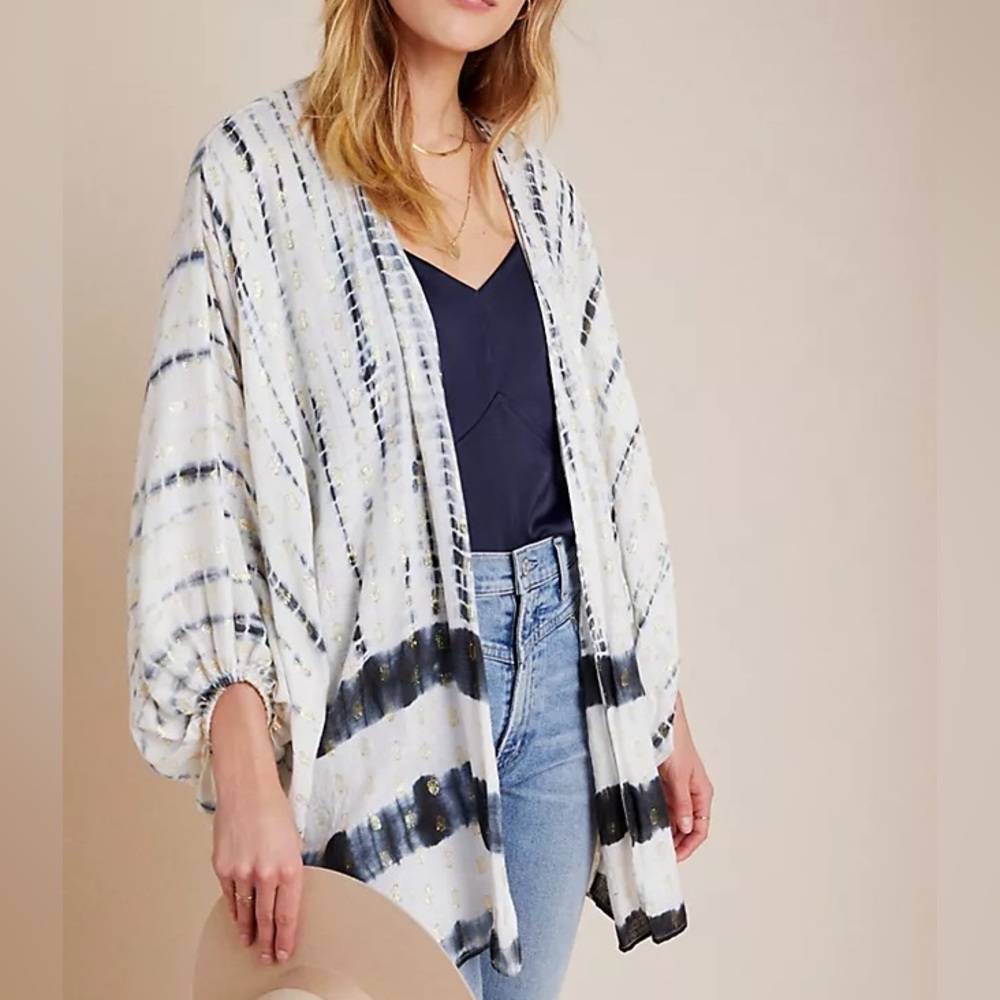 Anthropologie White and Black Swim Coverup
